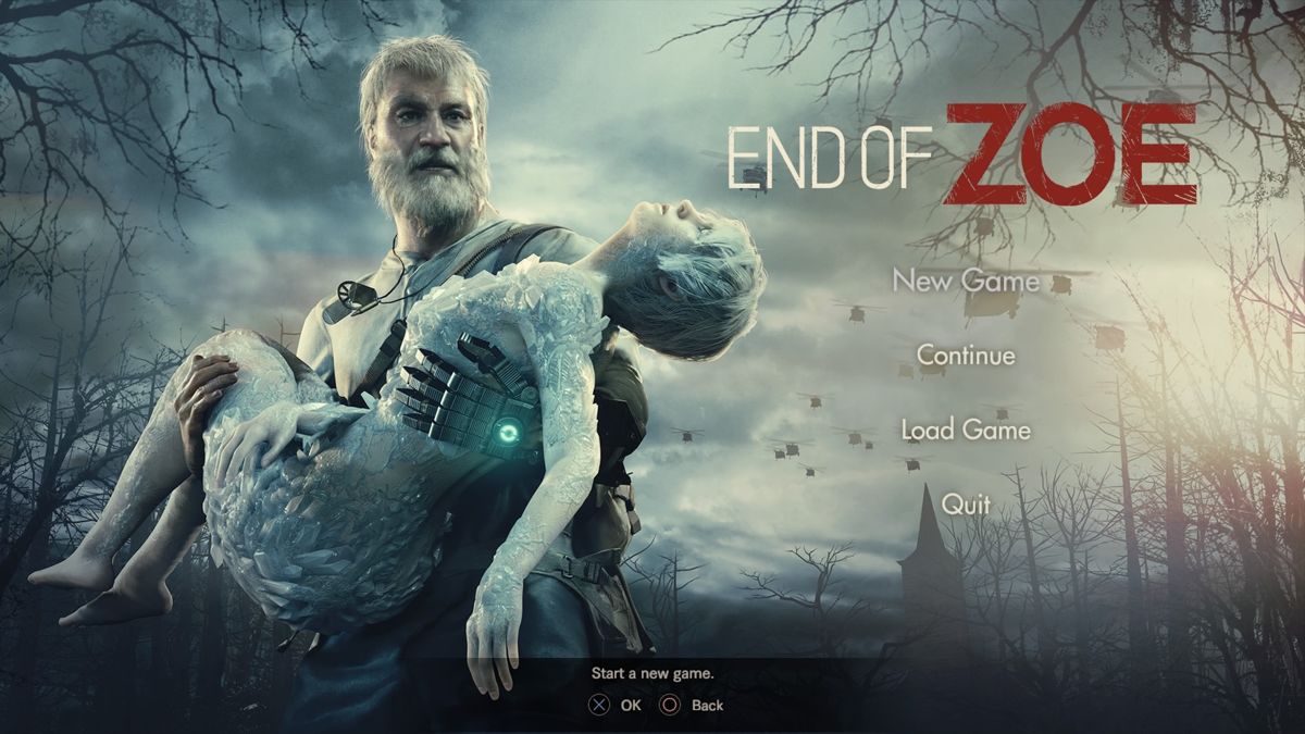 Resident Evil 7: Biohazard - End of Zoe (PlayStation 4) screenshot: Main menu