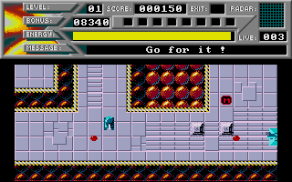 Nightdawn (Atari ST) screenshot: A cannon is defending the badly required extra for detecting mines