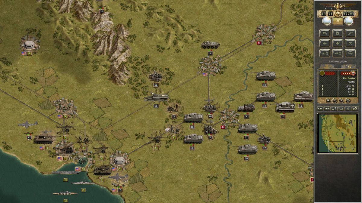 Panzer Corps: Wehrmacht (Windows) screenshot: Los Angeles is well fortified, but they lack numbers and aerial support