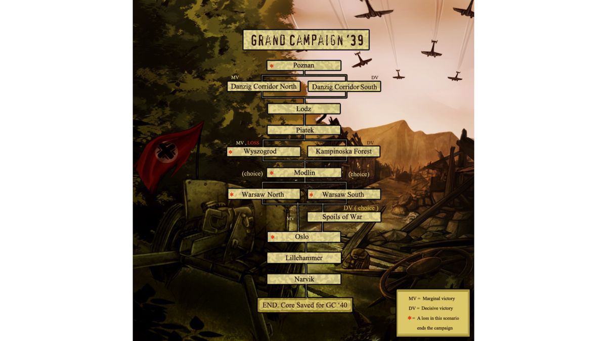 Panzer Corps: Grand Campaign '39 (Windows) screenshot: Grand Campaign '39 campaign path