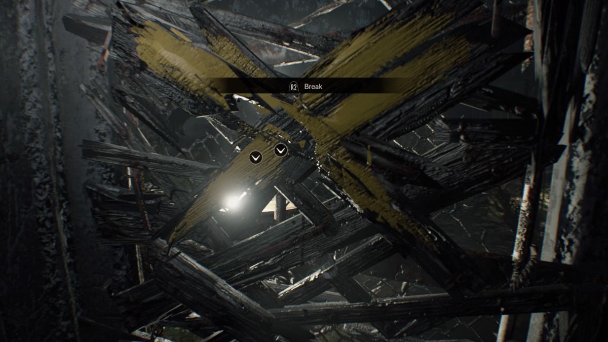 Resident Evil 7: Biohazard - End of Zoe (PlayStation 4) screenshot: Some barricades can be punched through