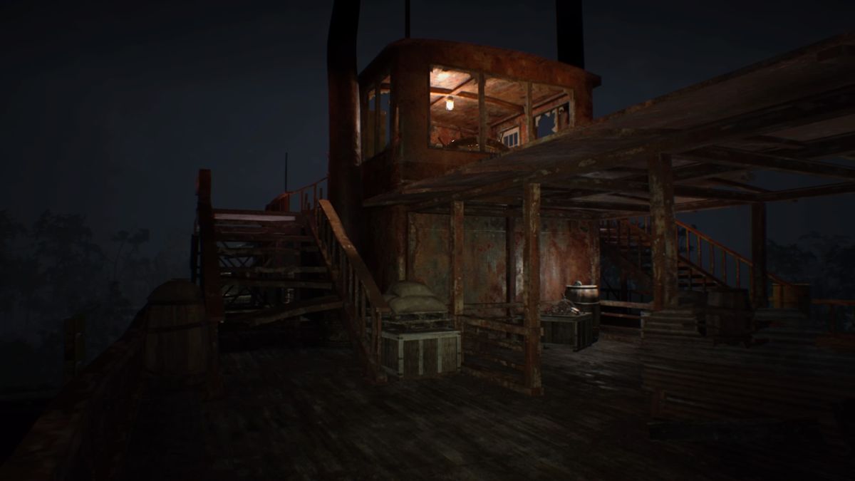 Resident Evil 7: Biohazard - End of Zoe (PlayStation 4) screenshot: Climbing onto an old ship