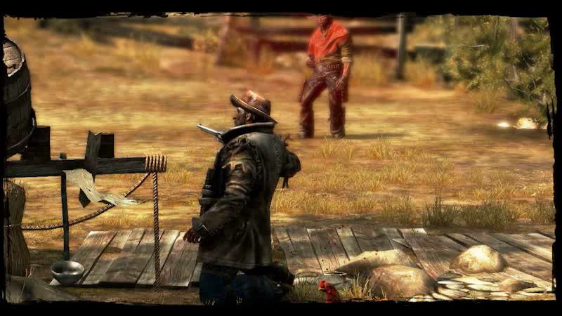 Call of Juarez: Gunslinger - Duel (Browser) screenshot: Pat has been shot.