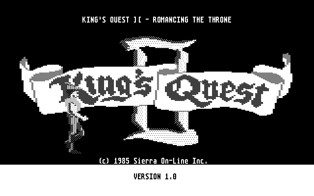 King's Quest II: Romancing the Throne (Atari ST) screenshot: Title screen (Monochrome)