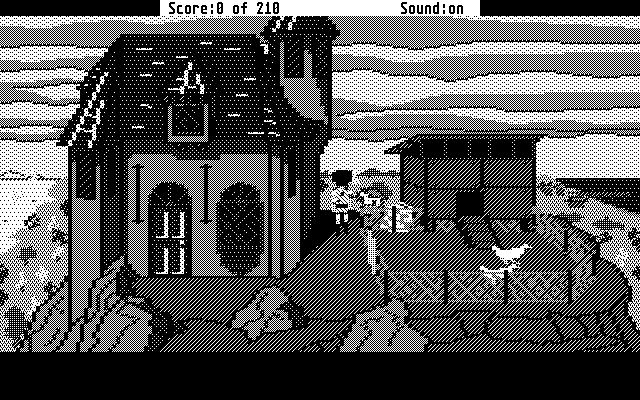 King's Quest III: To Heir is Human (Atari ST) screenshot: Starting position (Monochrome)