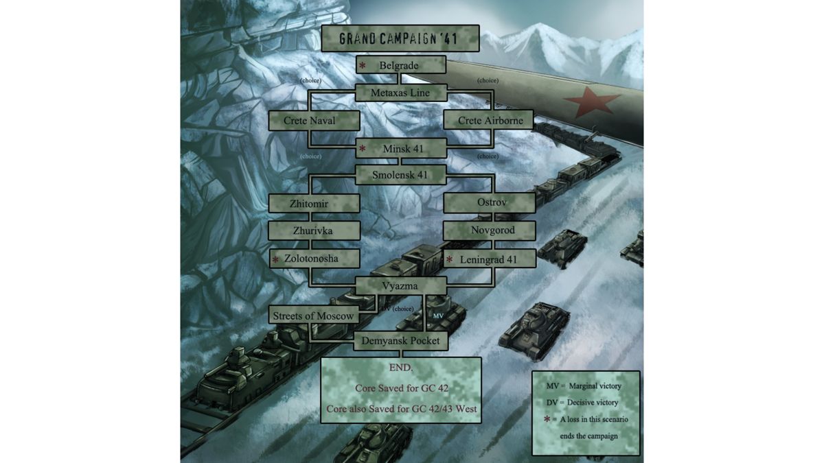 Panzer Corps: Grand Campaign '41 (Windows) screenshot: Grand Campaign '41 campaign path
