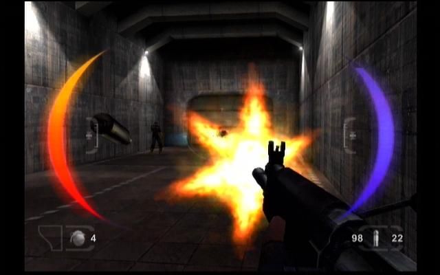 TimeSplitters: Future Perfect (Xbox) screenshot: Damage & Armour indicators are kept from Time Splitters 2