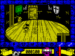 Mickey Mouse: The Computer Game (ZX Spectrum) screenshot: Escape from this platform.