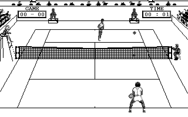 Pro Tennis Tour (Atari ST) screenshot: My point! (Monochrome)