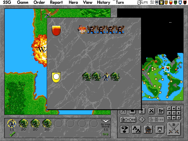 Warlords II Scenario Builder (DOS) screenshot: ...and new armies in battle.