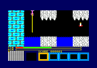 Hero of the Golden Talisman (Amstrad CPC) screenshot: On a rope