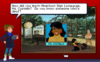 Eagle Eye Mysteries in London (DOS) screenshot: In several puzzles a mysterious person called "Macavity" makes fun of the police, appearing more like a troublemaker than a real criminal. Now we are close to discovering their identity...