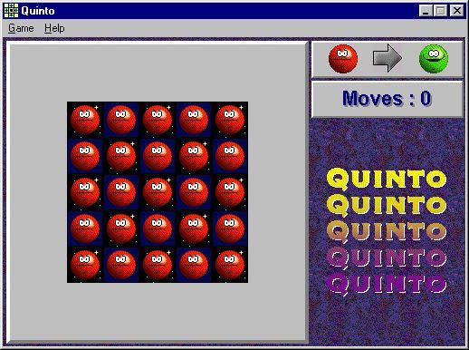 Quinto (Windows) screenshot: The start of a default game