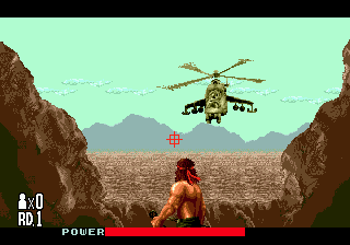 Rambo III (Genesis) screenshot: Fighting a helicopter
