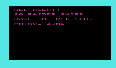 Shootout at the OK Galaxy (VIC-20) screenshot: Starting a new game.