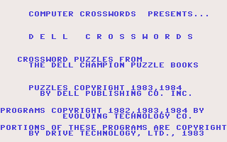 Dell Crossword Puzzles: Volume III (Commodore 64) screenshot: Copyright information
