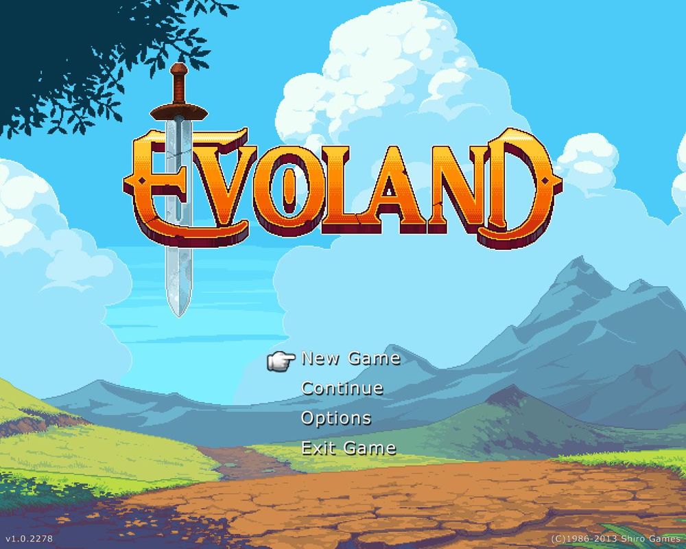 Evoland (Windows) screenshot: Main title and menu.