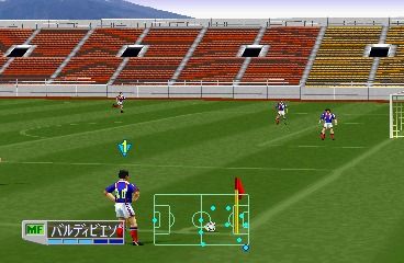 J. League Jikkyou Winning Eleven 3 (PlayStation) screenshot: Corner kick