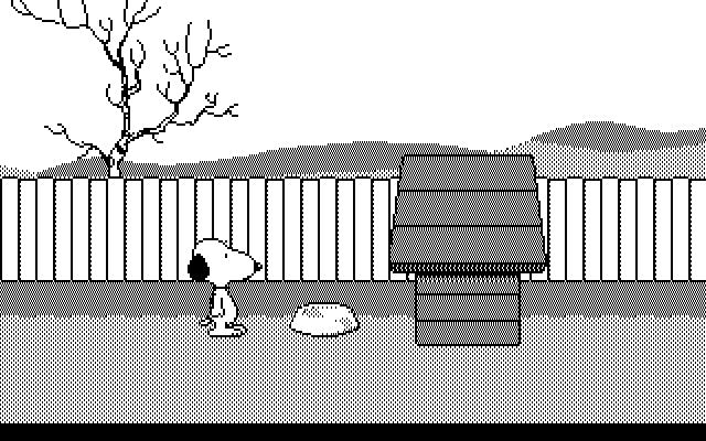 Snoopy: The Cool Computer Game (DOS) screenshot: Adventure begins (CGA)