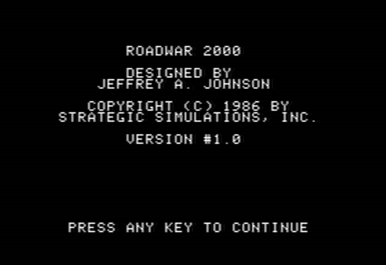 Roadwar 2000 (Apple II) screenshot: Introduction