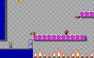 Commander Keen 2: The Earth Explodes (DOS) screenshot: Some fire!