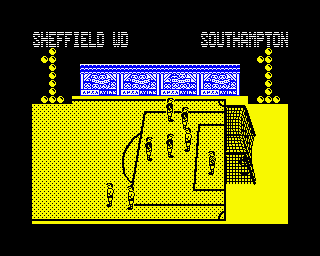 Advanced Soccer Simulator (ZX Spectrum) screenshot: And it’s a goal! There’s the equaliser they were pressing for! 1 all!