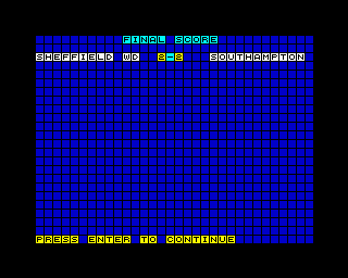Advanced Soccer Simulator (ZX Spectrum) screenshot: The final score