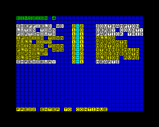 Advanced Soccer Simulator (ZX Spectrum) screenshot: The results of the other fixtures