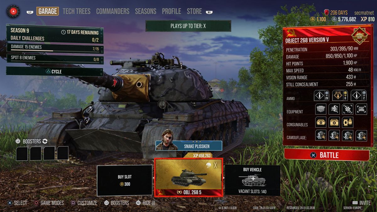 Screenshot of World of Tanks (PlayStation 5, 2015) - MobyGames