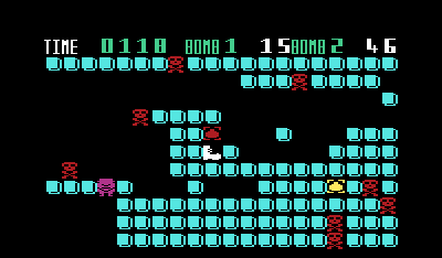 Gridtrap (VIC-20) screenshot: This allows you to move more blocks next to you, so you can start moving again.