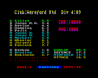 Screenshot of Multi-Player Soccer Manager (ZX Spectrum, 1990
