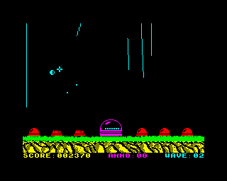 Aftermath (ZX Spectrum) screenshot: And now some orb-like thing, me wonders if you can shoot it, ah well here goes everything