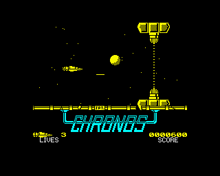 Chronos: A Tapestry of Time (ZX Spectrum) screenshot: That's not going to work, you'll need to shoot whatever's working it, and I don't know what it is but shoot it anyway!