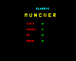Classic Muncher (ZX Spectrum) screenshot: The classic QAOP keys are used for this game