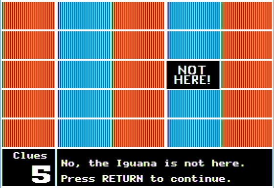 Safari Search (Apple II) screenshot: The Iguana is Not Here