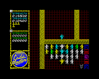 Ninja Massacre (ZX Spectrum) screenshot: Ha ha hahaha I'm up here and you're down there so you can't get me!