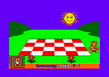 Fun School 3 for the Under 5s (Amstrad CPC) screenshot: Count the teddies.