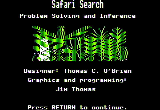 Safari Search (Apple II) screenshot: Title Screen