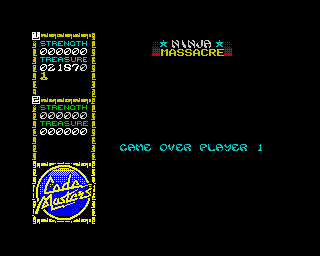Ninja Massacre (ZX Spectrum) screenshot: Game Over