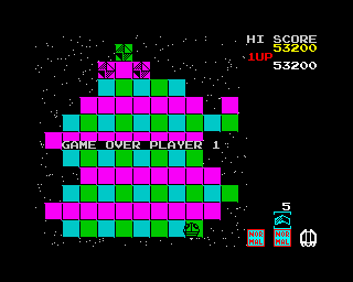 Motos (ZX Spectrum) screenshot: ...and in the end I reach my inevitable demise and it's game over!