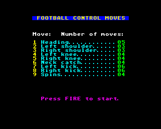 Gary Linekers Superskills (ZX Spectrum) screenshot: And now for heading, well shoulders, knees and kicks are allowed too by the looks of it