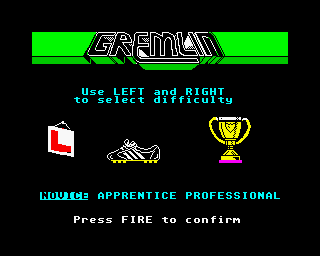 Gary Linekers Superskills (ZX Spectrum) screenshot: Choose your difficulty