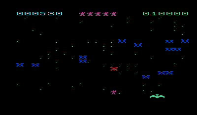 Swarm! (VIC-20) screenshot: Defeat all the attacking bugs.