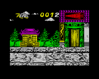 International Ninja Rabbits (ZX Spectrum) screenshot: And here is our Ninja Rabbit showing off his skills