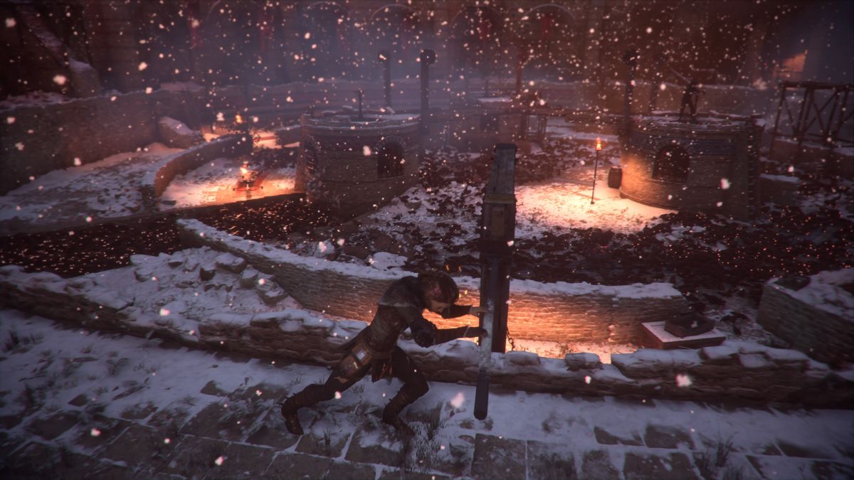 A Plague Tale: Innocence (PlayStation 4) screenshot: Clearing the courtyard