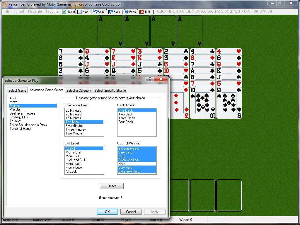 Screenshot of Funsol Solitaire Gold (Windows, 2002) - MobyGames