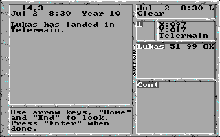 The Magic Candle II: The Four and Forty (DOS) screenshot: "Notepad" of all actions