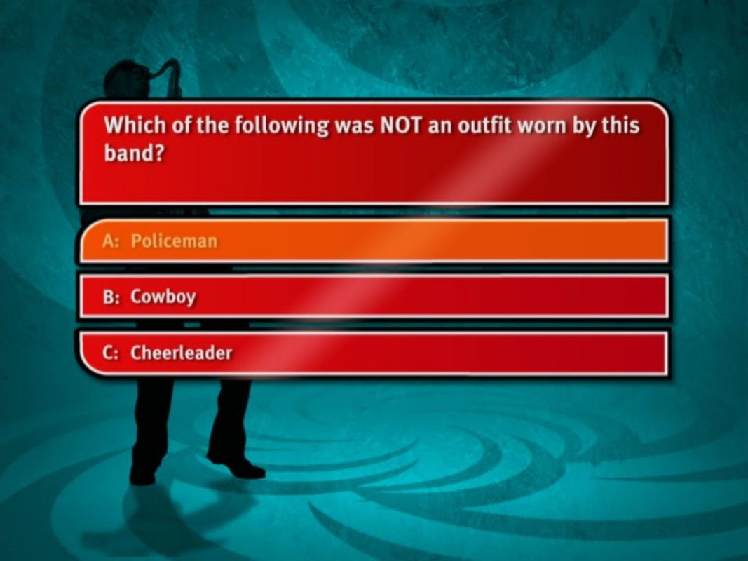 Beat the Intro 3 (DVD Player) screenshot: Head to Head: The previous question was an introduction to a track by The Village People, this is first of the related trivia questions