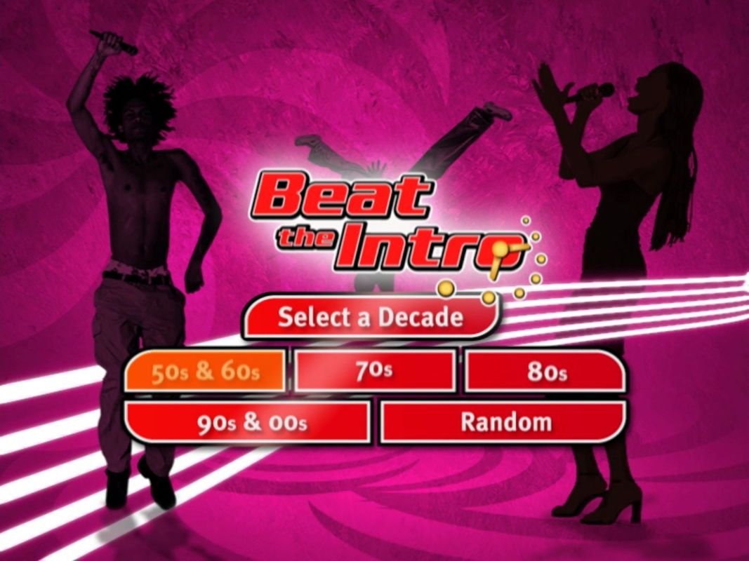 Beat the Intro 3 (DVD Player) screenshot: The decade selectionscreen<br>Both game modes use this screen