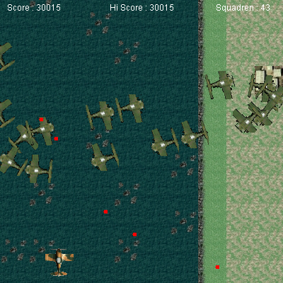 Spitfire: The Battle of Britain (Browser) screenshot: Kinda crowded in the later levels.